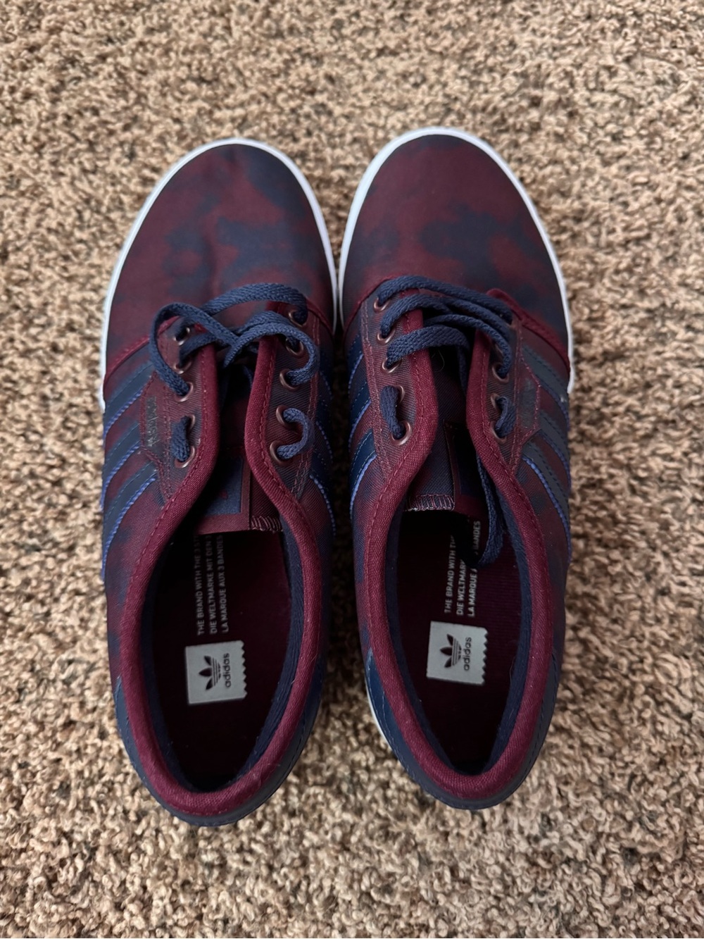 adidas Maroon and Navy Low-Top Sneakers